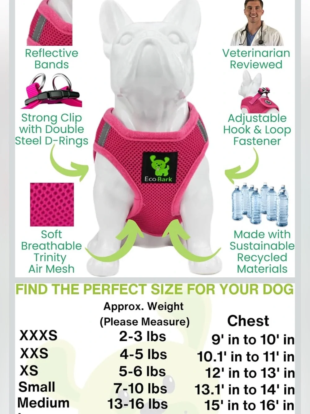 Eco Bark dog harness size XXS